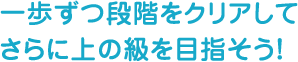 一歩ずつ段階をクリアしてさらに上の級を目指そう！